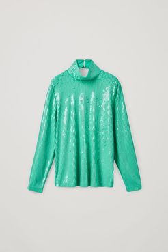 HIGH NECK SEQUIN TOP