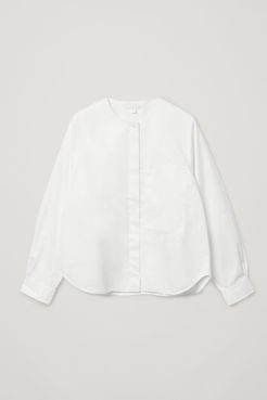 ORGANIC COTTON GRANDAD COLLAR PATCH POCKET SHIRT