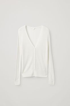 FINE KNIT RIBBED CASHMERE CARDIGAN
