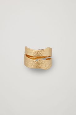 18KT GOLD-PLATED SPLIT BAND TEXTURED RING