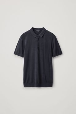 SILK-COTTON KNIT POLO SHIRT