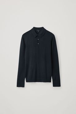 LONG-SLEEVED MERINO POLO SHIRT