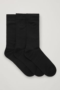 3-PACK MERCERISED COTTON SOCKS