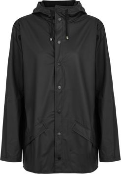 Charcoal rubberised raincoat