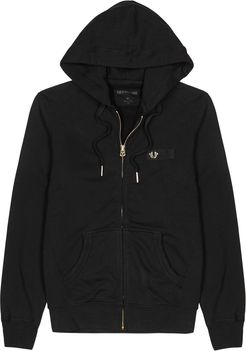 Black hooded cotton sweatshirt