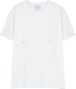 White pierced cotton T-shirt