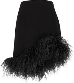 Vivien black feather-trimmed mini skirt