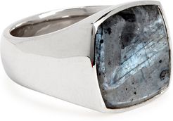 Cushion Larvikite sterling silver ring