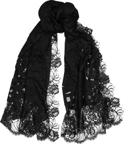Black lace and cashmere scarf