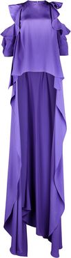 Purple cape-effect crepe de chine top
