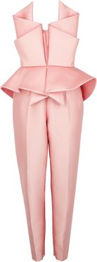 Pink structured satin jumpsuit