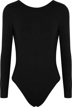 Black stretch-Tencel bodysuit