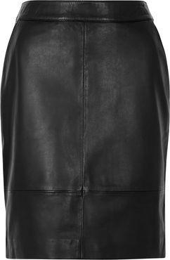 Char black leather mini skirt