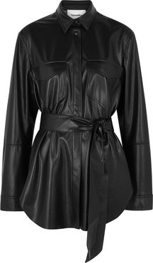 Artha black faux leather shirt