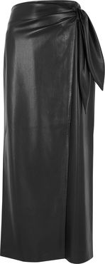 Amas black faux leather midi skirt