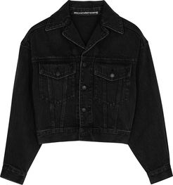 Black cropped denim jacket