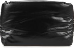 Oil black padded coated clutch