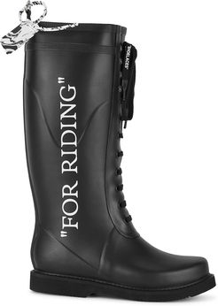 For Riding black rubber wellington boots