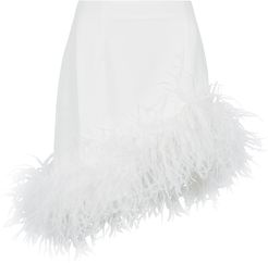 Viven white feather-trimmed mini skirt