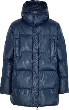 Navy quilted shell coat