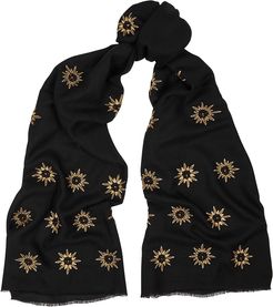 The Lillian black embroidered cashmere scarf