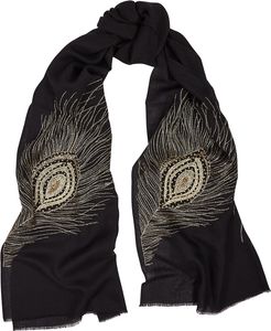 The Leigh Eye black embroidered cashmere scarf