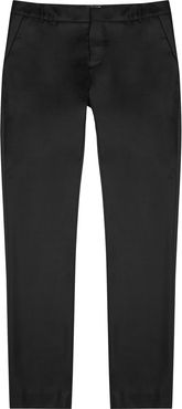Black slim-leg wool trousers