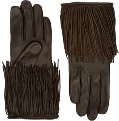 Lena dark brown fringed leather gloves