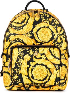 Baroque-print leather backpack