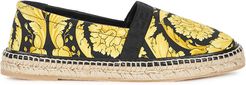 Baroque-print canvas espadrilles