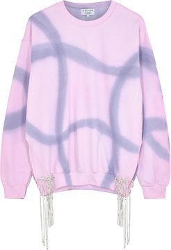 Curtain tie-dyed embellished jersey sweatshirt