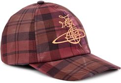 Checked logo-embroidered cotton-blend cap
