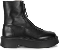 Motto black leather flatform ankle boots
