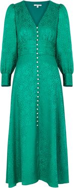 Valentina green jacquard silk midi dress