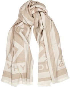 Stone logo wool-blend scarf