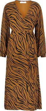 Florian brown tiger-print wrap dress