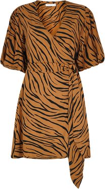 Marissa brown tiger-print wrap dress