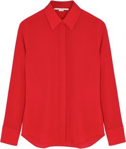 Willow red silk crepe de chine shirt