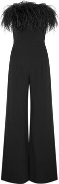 Taree black feather-trimmed jumpsuit