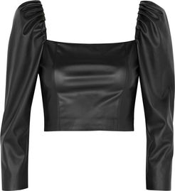Francesca black faux leather top