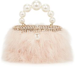 Nuvola mini pink feathered top handle bag