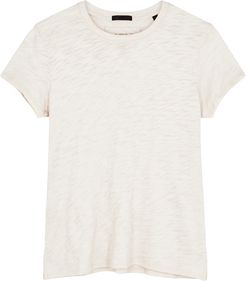 Cream slubbed cotton T-shirt