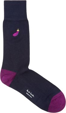 Aubergine navy cotton-blend socks