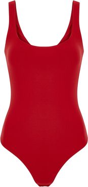 Mott red scoop-neck stretch-jersey bodysuit