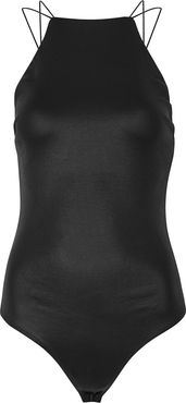 Dyer black coated stretch-jersey bodysuit