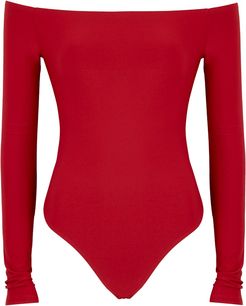 Addison red off-the-shoulder bodysuit