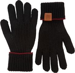 Black ribbed wool gloves