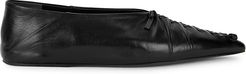 Black whipstitched leather flats