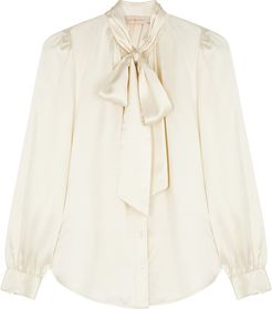 Ivory silk-satin blouse