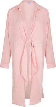 Ma'am pink cotton guaze shirt dress